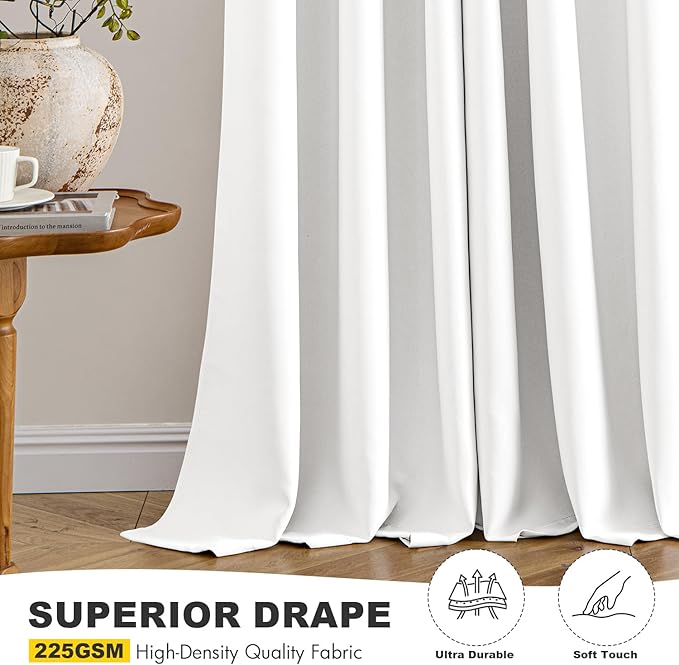 MIULEE Short Curtains for Windows - Pure White Half Window Curtains Thermal Insulated Privacy Drapes for Kitchen Bedroom Bathroom Grommet Top Small Basement Tiers W40 x L36 Inch 2 Panels