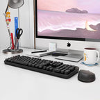 Wireless Keyboard and Mouse, KOOTOP Cute Black Keyboard and Mouse, 2.4G Wireless Keyboard with Retro Round Keycap for PC, Mac, Laptop,Tablet,Computer Windows (Black)