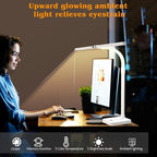 Led Desk Lamp for Home Office,24W Bright Eye-Caring Desk Light with Base,5 Brightness and 5 temperatures Dimmable Workbench Task Light, Adjustable Gooseneck Table Lamp for Monitor(White)