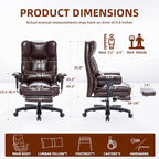 Big and Tall Office Chair 500lbs Wide Seat Executive Office Desk Chair High-Back Office Task Chair with Foot Rest, Ergonomic Lumbar Support Computer Office Chairs for Heavy People(Brown)