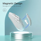 Uciefy V19 Wireless Mouse, 2.4GHz Rechargeable Mouse LED with Battery Indicator, Magnetic Computer Mice with USB Receiver & Type-C Adapter for Laptop/PC/Mac/Chromebook-White