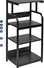 Printer Stand with Adjustable Shelf, 4 Tier Large Tall Printer Table with Wheels for Home Office Storage and Organization, Rolling Stand Cart for Computer Tower CPU Shredder, Black