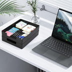 Letter-Size Tray, 2PCS Plastic Stackable A4 Paper Tray, Desk Drawer Organizer, Multi-use Large Storage Basket for Office Home Supplies,13 x 9.6 inch