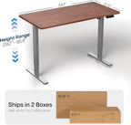 VIVO Electric 55 x 28 in Standing Desk, Memory Height Adjustment, 1B Series, One-Piece Dark Walnut Top, Gray Frame, DESK-KIT-1G55D