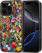 MOSNOVO Case for iPhone 16 Pro Max, [10ft 4X Military-Grade Drop Protection] Durable & Shockproof Phone Case Cover Design for iPhone 16 Pro Max - in The Garden - Clear Black