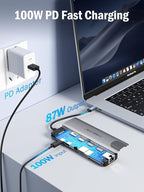 Lemorele USB C Hub Multiport Adapter 9 in 1 w/Gigabit Ethernet, 100W PD, HDMI 4K, 3 USB 2.0, 5Gbps USB C Data Port, SD/TF Card Reader, Dongle Docking Station for MacBook Lenovo HP Dell Laptops