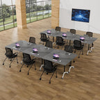 Conference Room Table with Flip-Top Design for Dynamic Meetings, Business Table Computer Desk with Heavy-Duty Frame,Foldable Seminar Meeting Tables for Home Office (6, B, 61IN)