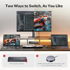 AV Access Docking Station KVM Switch 2 Monitors 2 Laptops, 4K HDMI KVM Switch Dual Monitor, 100W PD for Each PC, 1G Ethernet, EDID Emulation, Ideal for Home Office & Gaming