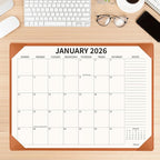 Desk Calendar 2025-2026 with Desktop Mat, 22x17 inch Large Desk Pad Calendar July 2025 to June 2026, Big Desk Planner for Home Office and School, Brown