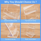 NIUBEE Acrylic Business Card Holder for Desk 2 Tier Clear Gift Card Display, Business Card Stand for Office Exhibition, 130 Cards Capacity, 2 Slots