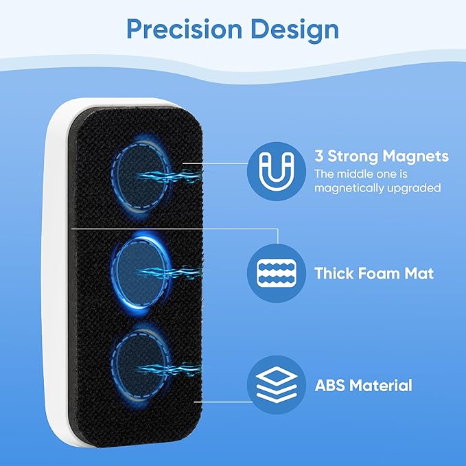 VUSIGN Magnetic Dry Erase Whiteboard Eraser, Glass Board Eraser for Dry Erase Board, Glass Board, Calendar Board, Office, Home,School Supplies, 6 Pack