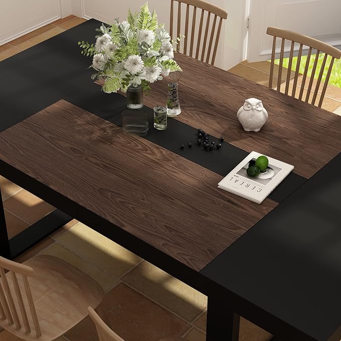 ECACAD 7FT Conference Table for 6-8 People, Large Rectangular Meeting Table, Modern Seminar Table for Office Meeting Conference Room, Black and Deep Brown (86.8”L x 47.2”W x 29.4”H)