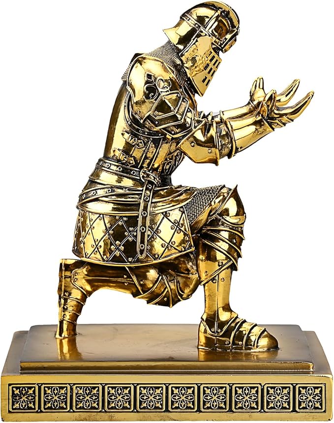 King's Guard Knight Pen Holder Pen Stand Desk Organizers and Accessories Resin Pencil Holder as Gift with a Metal Sword Letter Opener for Office and Home (Bronze(Plating))