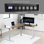 VIVO Electric Corner L-Shaped 63 x 55 in Rustic Standing Desk, Memory Height Adjustment, Vintage Brown Top Gray Frame, DESK-E3CTGN