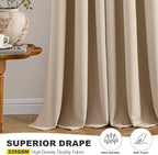 MIULEE Beige Blackout Curtains for Bedroom Living Room 84 Inches Long 2 Panels, Thermal Insulated Room Darkening Drapes Solid Grommet Top Noise Reduction Light Blocking Window Treatments 40x84 Inch
