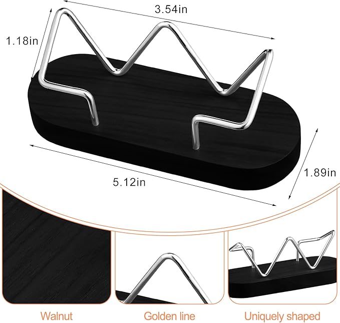 Amyhill 2 Pieces Wood Business Card Holder for Desk Wooden Business Card Display Stand Postcard Holder for Office Home Desktop (Black)