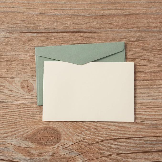 120 Pack Kraft Mini Envelopes Small Envelopes Self-Adhesive Tiny Pockets for Business Cards Christmas Holiday Small Gift Cards Invitations Cards(4.13"×2.76") (Sage-Green)