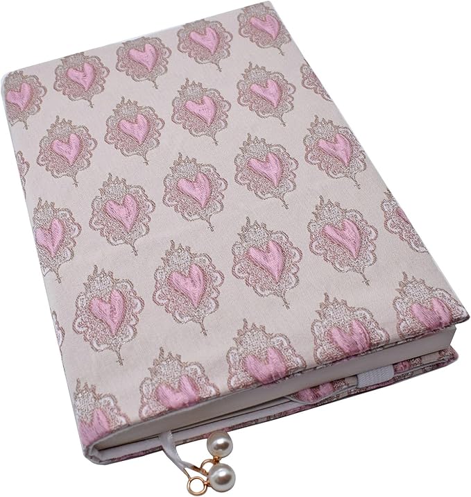 BLBMH Book Covers for Paperbacks Fit for 5.5x8.5 inch Adjustable Book Sleeve Cover for Women Over 15 Soft Cloth Protector for Notebook Journal Bible- Love