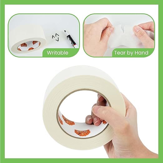 36Rolls Eco-Friendly Kraft Paper Tape 2Inch x 55Yard, White Paper Packing Tape, Biodegradable Recyclable Packaging Tape Self Adhesive Box Tape for Shipping, Sealing, Moving