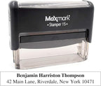 MaxMark Customized Self Inking Stamp - Up to 2 Lines of Text - Small & Wide Size - Choose from 15 Ink Colors