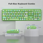 Wireless Keyboard and Mouse Combo, MOWUX Colorful Computer Full Size 2.4G Plug and Play Wireless Typewriter Keyboard and Mouse Set for Windows, Computer, Desktop, PC, Notebook (Green Colorful)