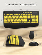 Wireless Keyboard and Mouse Combo - Large Print Ergonomic Keyboard with Wrist Rest, Phone Holder, Sleep Mode, Silent 2.4GHz Keyboard Mouse Set for Computer, Laptop, PC, Mac, Windows - Trueque