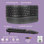 Logitech Wave Keys MK670 Combo, Wireless Ergonomic Keyboard with Signature M550 L Wireless Mouse, Comfortable Natural Typing, Bluetooth, Logi Bolt, for Multi-OS, Windows/Mac - Graphite