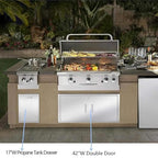 Pull-Out Trash Drawer Stainless Steel Outdoor Kitchen Trash Drawer Storage for Two 10 Gallon Commercial Wastebaskets (W/handle-17x23x16)