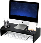 KINLINK Solid Wood Monitor Stand Riser, Monitor Riser with 2 Adjustable Height, 15.8 inch Computer Riser for Computer, iMac, PC, Printer, Computer Monitor Stand for Home & Office, Black