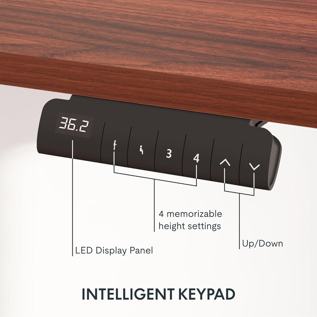 FLEXISPOT E6 Essential 3 Stages Dual Motor Electric Standing Desk 55x28 Inch Whole-Piece Board Height Adjustable Electric Sit Stand Desk(White Frame + Mahogany Desktop, 2 Packages)