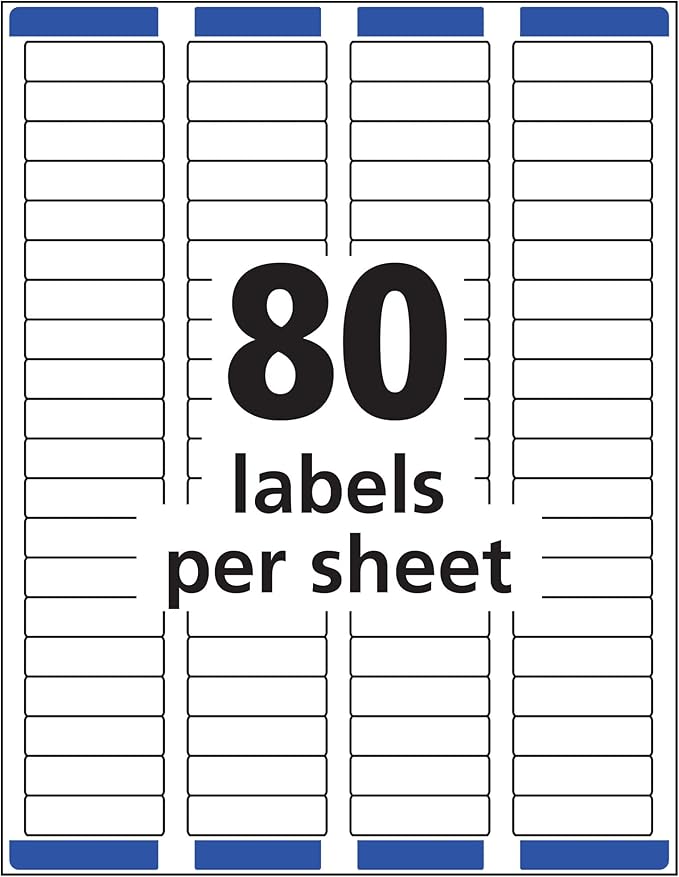 Avery Mailing Address Labels, Laser Printers, 40,000 Labels, 1/2 x 1-3/4, Permanent Adhesive, Easy Peel (5 Packs 5167)