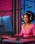 LED Desk Lamp with Clamp, 24W Ultra Architect Desk Lamp for Home Office, Stepless Dimming & Adjustable Gooseneck, Eye-Caring Light with USB Adapter for Reading, Study, Multi-Screen Setup (Black)