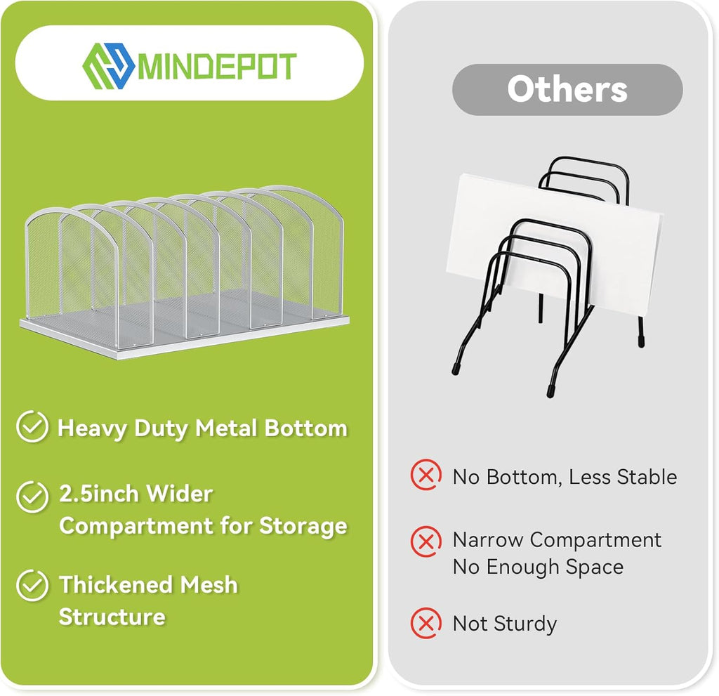 Desk File Organizer Vertical 7 Sections Mesh File Sorter Paper Storage Organizer for Desk, Office Organization File Holder Rack, Silver