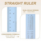 HARFINGTON 6pcs Metal Straight Ruler 15cm Metric SAE Aluminum Alloy Measuring Rulers Scale Tool with Hole for Measure Study Reading Classroom Office, Light Blue