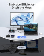 Selore Docking Station,13 in 1 Laptop Docking Station Dual Monitor with 160W Max Output, 2.26" LCD Display, Dual 4K HDMI, 10Gbps USB A/C Ports, Gigabit Ethernet, 100W PD for Dell, HP, Lenovo and More