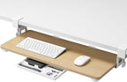 ETHU Keyboard Tray Under Desk, 26.77" X 11.81" Large Size Keyboard Tray with C Clamp-on Mount Easy to Install, Computer Keyboard Stand, Ergonomic Keyboard Tray for Home and Office (Oak)