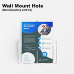 2 Pack Acrylic Brochure Holder 8.5 x 11 in with Business Card Holder, 1-Tier Brochure Display Stand with Removable Divider for 4 x 9 Inches Trifold Pamphlets, Clear Flyer Holde