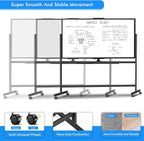 maxtek 72 x 40 Double Sided Rolling Whiteboard, Mobile Whiteboard Magnetic White Board - Large Reversible Dry Erase Board Easel Standing Board on Wheels with Stand (72 x 40 Black)