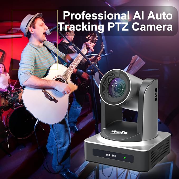 PTZ Camera, AI Auto Tracking 1080P60 PoE, 20X Optical Zoom, 3G-SDI HDMI USB3.0 LAN, Live Streaming for Church Meeting Education Sport Hospital Wedding