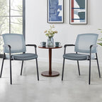 CLATINA Grey Stacking Chairs Stackable Waiting Room Chairs with Armrest, Mesh Office Reception Guest Chair for Home Desk Conference Lobby Church Medical Meeting Training Ergonomic, Set of 8