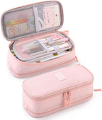 CICIMELON Large Pencil Case Big Storage Pen Pouch Bag with Compartment for School Supplies Office College Teen Boys Girls Adults, Upgraded Pink