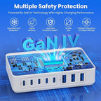 USB C Charger 300W USB C Charger Block 8-Ports GaN IV Fast Charging Station,PD 100W Laptop Charging Hub Wall Charge Adapter Compatible with MacBook/Air,DELL,Steam Desk,iPhone 16/15/14,Galaxy