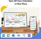 ApoloSign Digital Calendar: 15.6" Wall Planner Electronic Calendar, Smart Touchscreen Interactive Display for Chore Chart, Family Schedules, Supports All Apps via Google Play (Gray Wood, 15.6-inch)