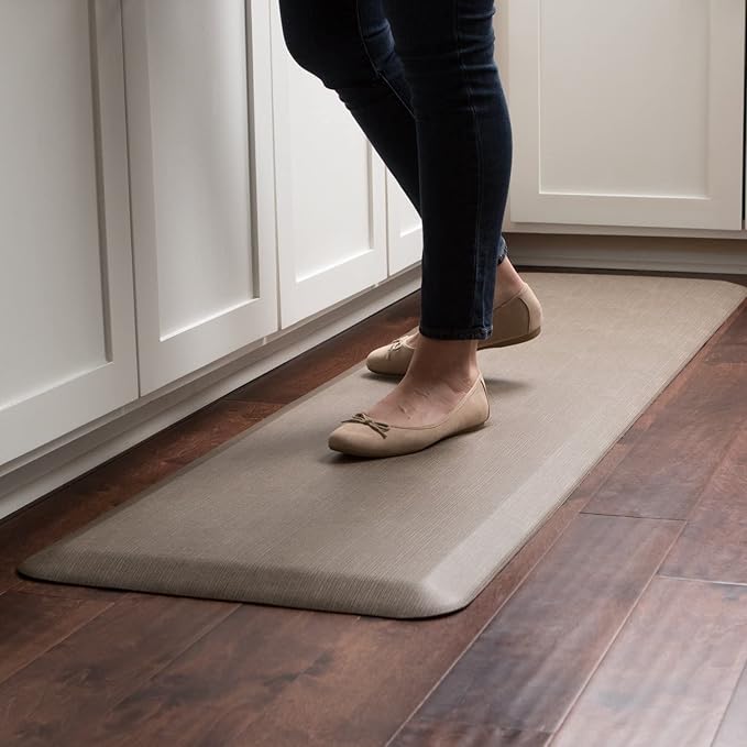 GelPro Ergo-Foam Cushioned Anti-Fatigue Standing Kitchen Floor Mat, Padded Stain-Resistant, Waterproof, Non-Slip Comfort Padded Desk/Office Mat - 20" x 72", Grasscloth Pecan