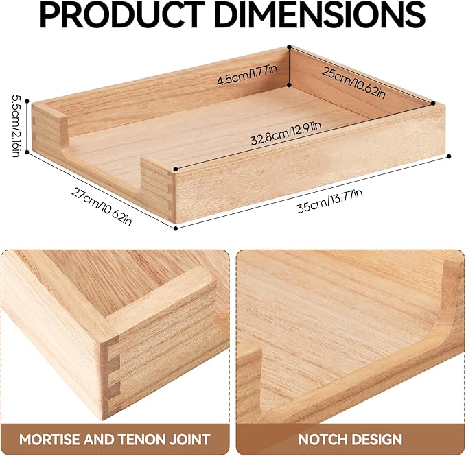 Kirigen Wood Letter-Size Tray Single-Tier (TP-NA)- Wooden Tones Collection Front-Load Documents Tray for Office Desktop Organizer - Desk Magazine, File, Folder, Paper Holder Natural