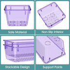 WOWBOX 25 PCS Plastic Drawer Organizer Set, Desk Drawer Divider Organizers and Storage Bins for Makeup, Jewelry, Gadgets for Kitchen, Bedroom, Bathroom, Office, Clear Purple