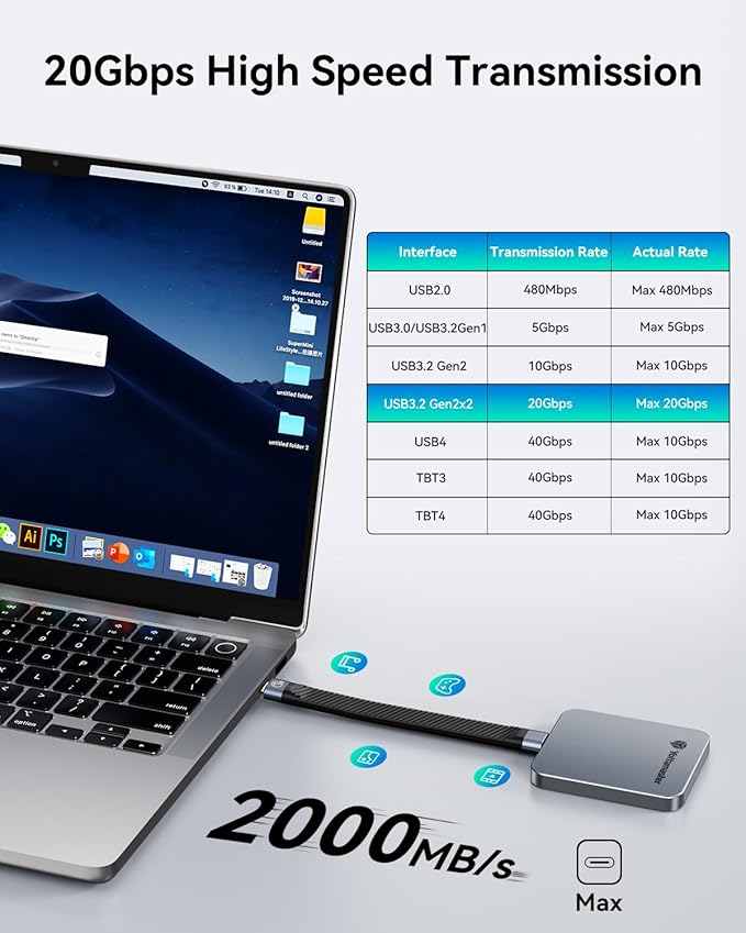 Yottamaster 1TB Magnetic External SSD, Up to 2000MB/s USB 3.2 Gen 2x2 Portable Solid State Drive, Supports 4K ProRes HDR Compatible with iPhone 16/15 Pro Max, Smartphone, Tablet, Laptop