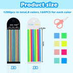 Juome 1280Pcs Highlighter Tape, Transparent Sticky Long Page Markers Tabs, Morandi Neon Clear Highlighter Strips Flags Stickers, Book Tabs for Annotating Books Aesthetic Office School Study Supplies