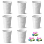 Bathroom Trash Can, 8 Pack 1.8 Gallons Small Trash Can with Trash Bags, Bathroom Garbage Can, Plastic Trash Bin, Round Waste Basket for Bedroom, Office, Kitchen, Room, Compact Space (White)