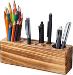 Solid Pine Wood Pen Holder for Desk – Fountain Pen Holder – Stylish Wooden Pencil Holder and Pen Desk Organizer